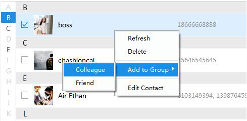 change groups of contacts