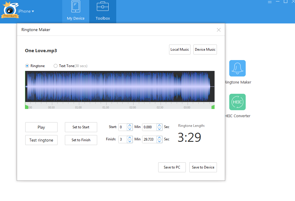 Customize ringtones with favorite songs4