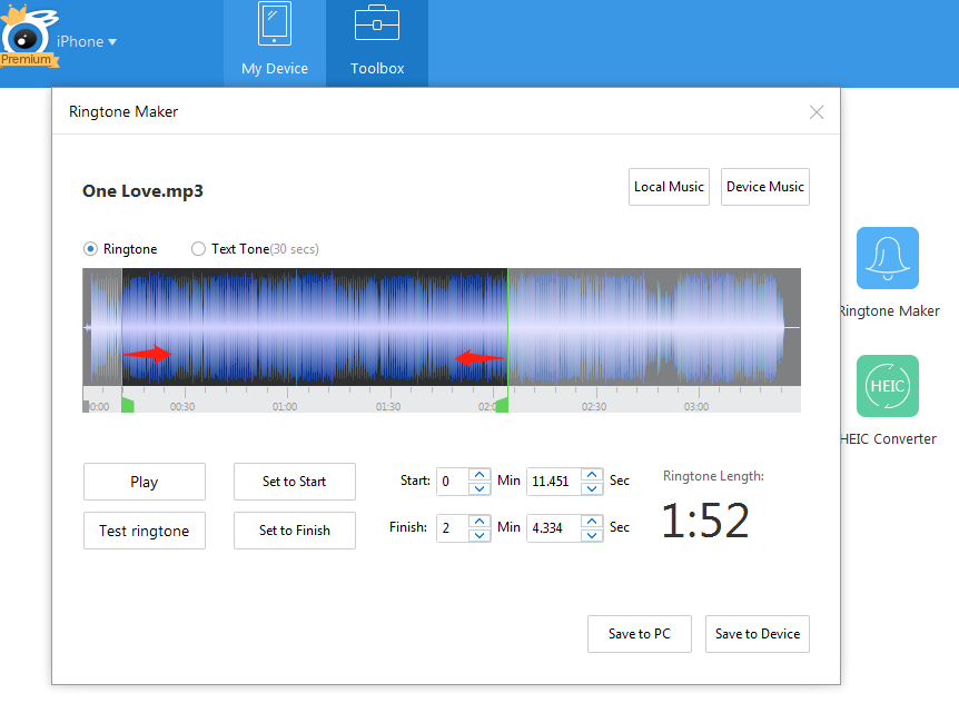 Customize ringtones with favorite songs5